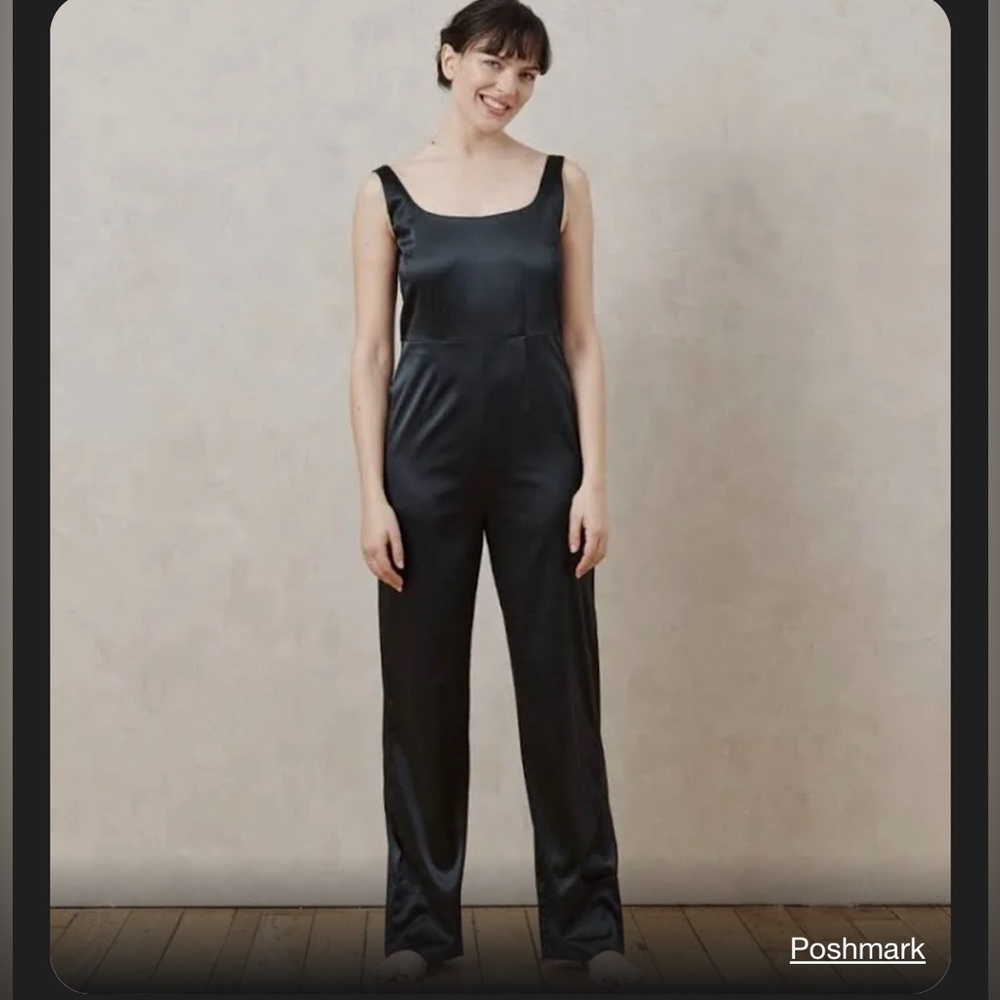 ADAY Black Satin Jumpsuit